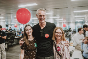 Image showing Mark Foster with Anne and Sarah O'Leary at the BGC Charity Day 2026